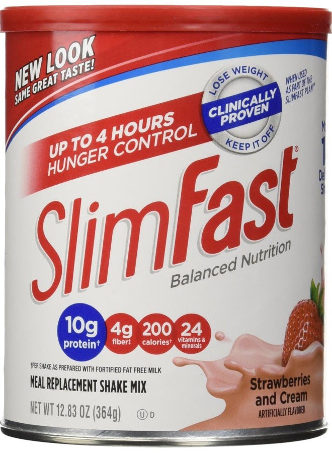 SlimFast Original Strawberries & Cream Meal Replacement Shake Mix – Weight Loss Powder – 12.83 Oz. Canister – 14 Servings - Pantry Friendly - Image 1